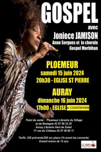 Concerts Gospel Joniece Jamison Anne Sorgues Gospel morbihan Juin 2024